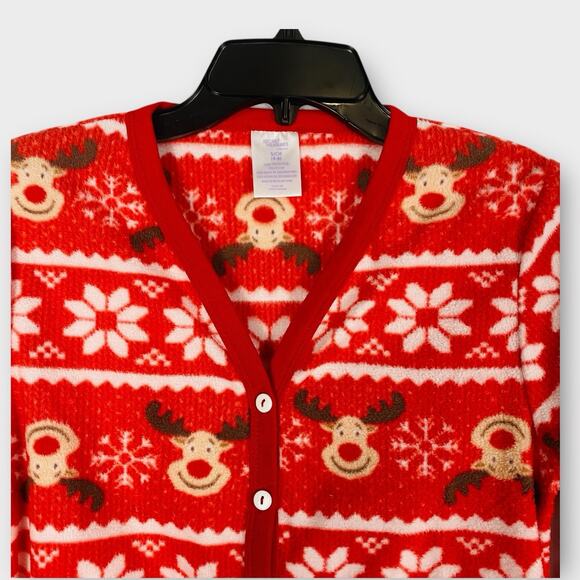 Novelty Christmas Pajamas Merry Christmoose Red Plush One Piece Drop Seat Size S - Picture 6 of 7